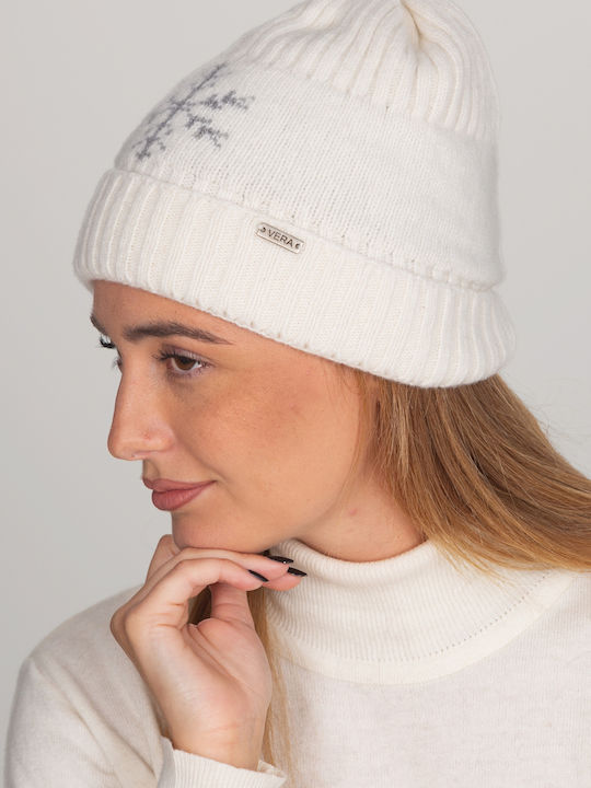 Beanie Γυναικείος Σκούφος Πλεκτός σε Εκρού χρώμα