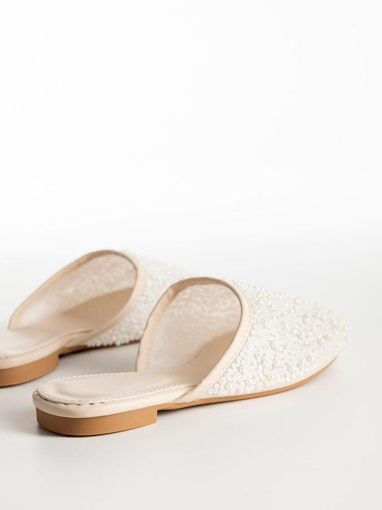 Flach Mules in Beige Farbe