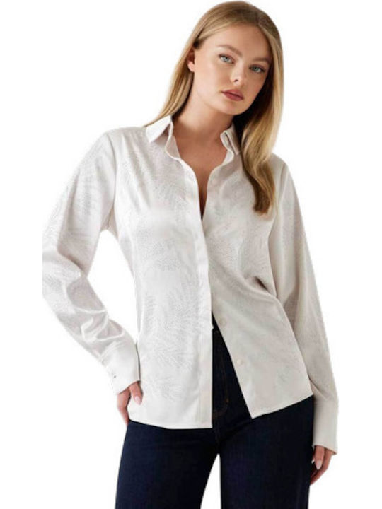 Women's Satin Long Sleeve Shirt White