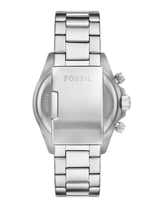Fossil Herrenuhr 22mm Chronograph Batterie mit Silber Metallarmband