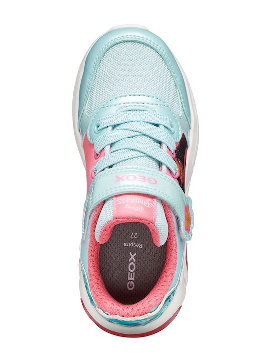 Kids Anatomic Sneakers with Hoop & Loop Closure and Lights Turquoise