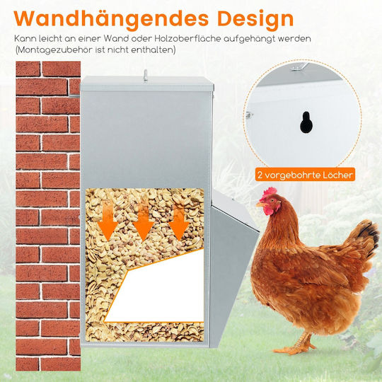 Costway Automatic Metal Feeder for Chickens and Poultry with Capacity 22kg