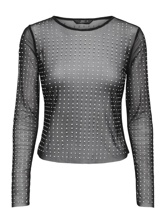 Women's Sports Blouse with Mesh Black Rainbow