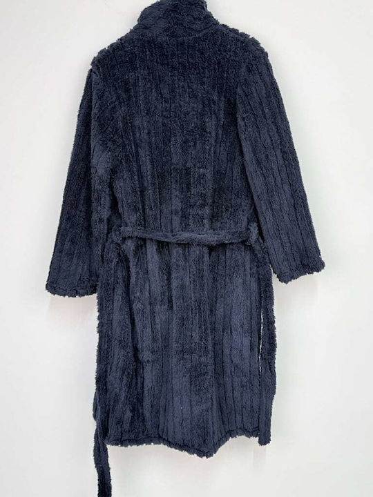 Lovelx Homewear Χειμερινή Ανδρική Ρόμπα Μπλε Μαρέν