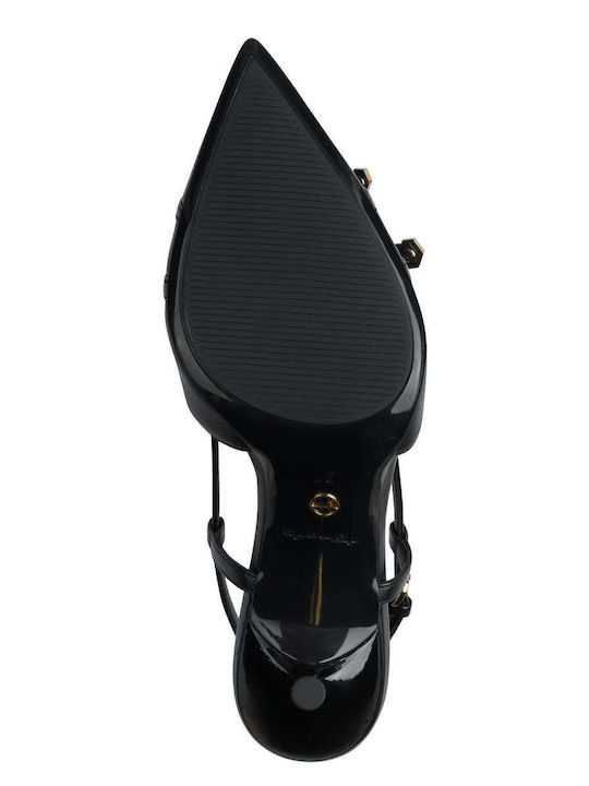 Anatomic Leather Black Medium Heels with Strap