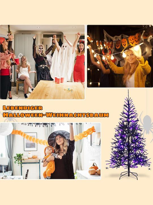 Costway Künstlicher Halloween Baum 183 Cm Mit LED Beleuchtung Dekoration Schwarz Cm24081de