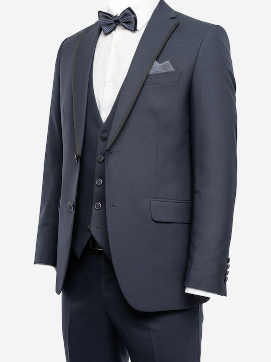 Men's Suit with Vest Slim Fit Navy