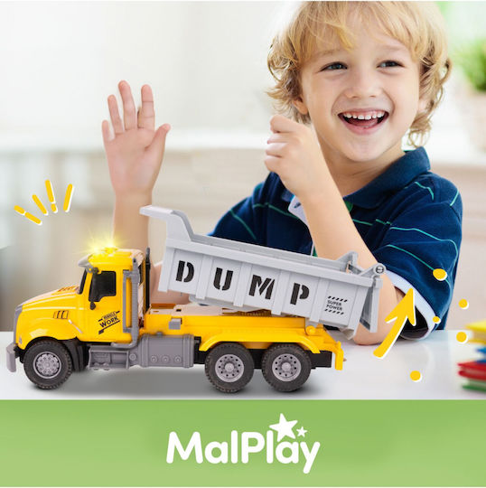 Interactive Dump Truck Children Realistic Design Movable Wheels Sound Light Effects Size 30 X 12.7 X 8.8 Cm