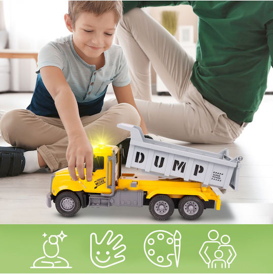 Interactive Dump Truck Children Realistic Design Movable Wheels Sound Light Effects Size 30 X 12.7 X 8.8 Cm