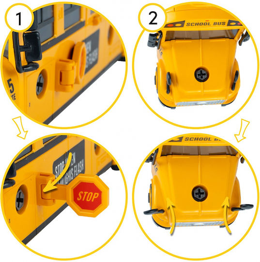 Interactive Bus Composed 48 Assembleable Pieces Sound Light Effects Doors Windows That Open Screwdriver Included 36.7 X 12 X 8.8 Cm School Bus