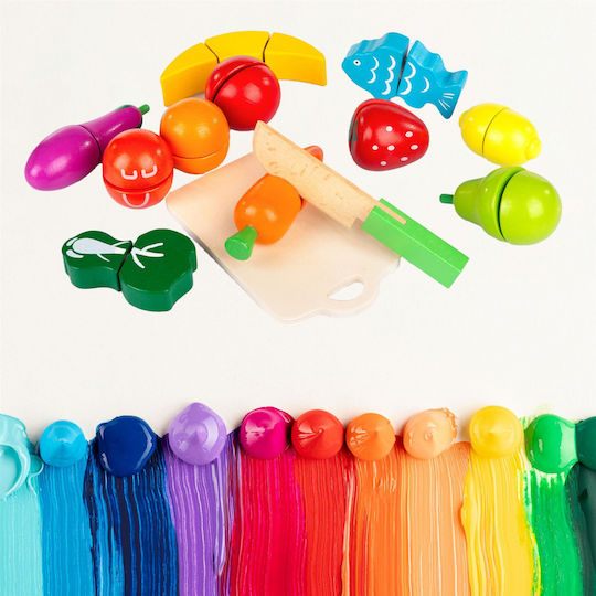 Kinderplay Joc cu fructe și legume din lemn 14buc