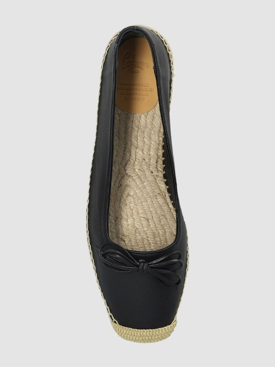 Women's Leather Espadrilles Black