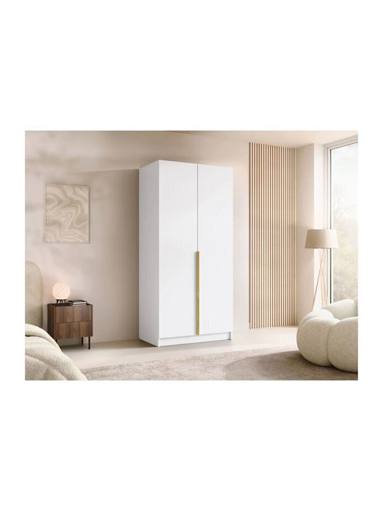 Double Door Wardrobe Atlanta 202 Gold, White 100x58x215cm