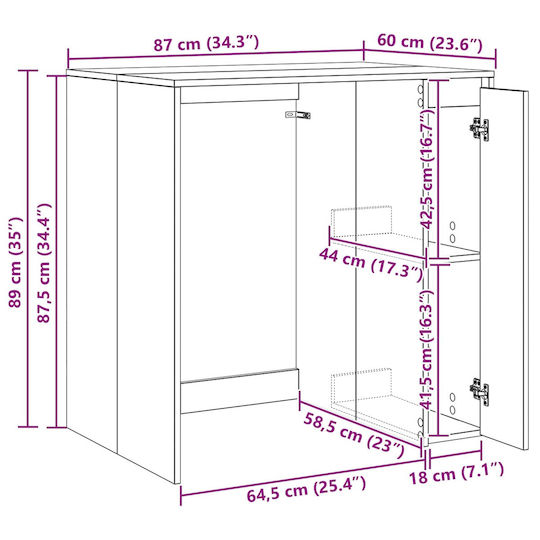 vidaXL Cabinet de baie Mobilier pentru baie L87xA60xÎ89cm Negru