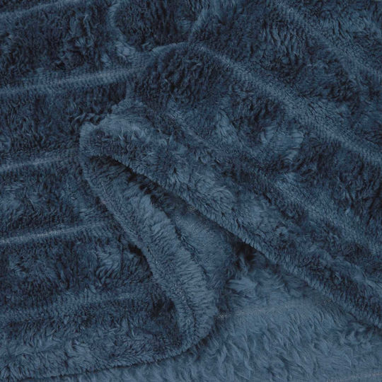 vidaXL Pătură Fleece Superdublă 240x220 cm Albastru Închis