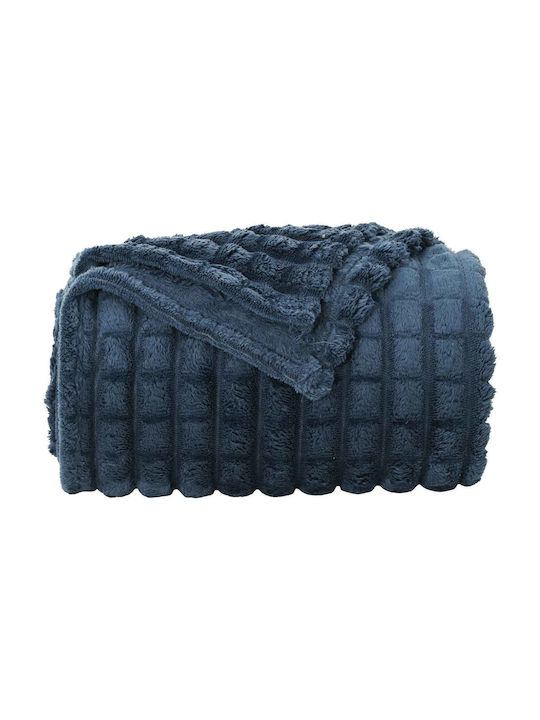 vidaXL Pătură Fleece Superdublă 240x220 cm Albastru Închis