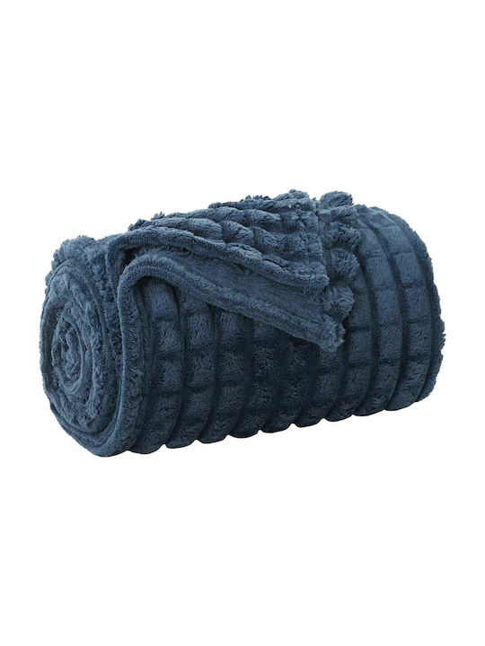 vidaXL Pătură Fleece Superdublă 240x220 cm Albastru Închis
