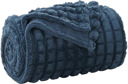 vidaXL Pătură Fleece Superdublă 240x220 cm Albastru Închis
