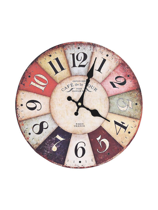 vidaXL Antique Wall Clock Wooden Colorful Ø60cm