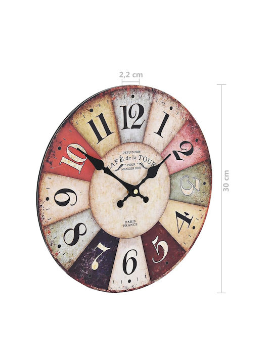 vidaXL Antique Wall Clock Wooden Colorful Ø60cm