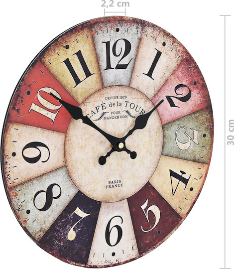 vidaXL Antikes Wanduhr Hölzernes Colorful Ø60cm
