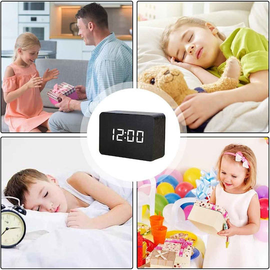 Uncle George Tabletop Digital Clock LED Wooden with Alarm Clock 01 06 04 0002 BLK Various Colors