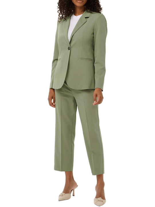 Kaffe Damen Hoch tailliert Stoff Hose mit Gummizug Bay Leaf Mint Kaffe Damen Hoch tailliert Stoff Hose mit Gummizug Bay Leaf Mint