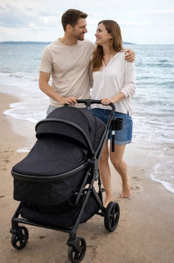 ForAll Fun Baby Star Adjustable 3 in 1 Baby Stroller Suitable for Newborn Black