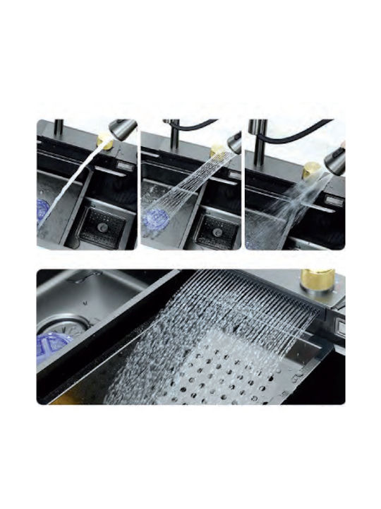 Domistyle Ένθετος Νεροχύτης Inox Μ75xΠ46cm Μαύρος