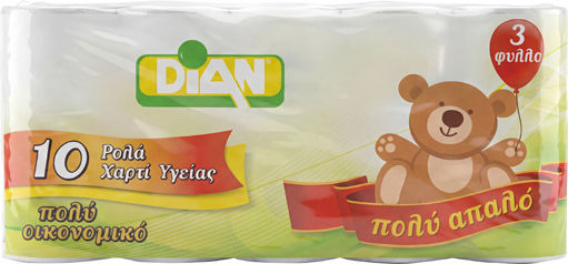 Dian Χαρτί Υγείας 10 Ρολά 3 Φύλλων (85gr/Ρολό)