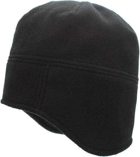 Σκουφάκι Διπλής Επένδυσης Αντιανεμικό Beanie Unisex Fleece Σκούφος Πλεκτός σε Μαύρο χρώμα