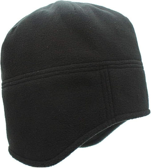 Σκουφάκι Διπλής Επένδυσης Αντιανεμικό Beanie Unisex Fleece Σκούφος Πλεκτός σε Μαύρο χρώμα