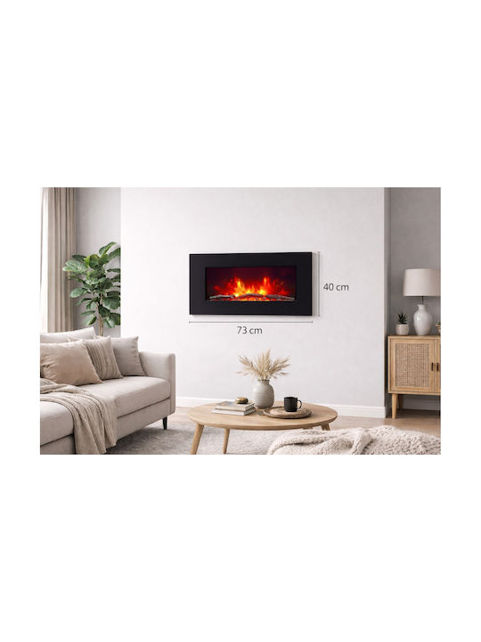 Hitense L.e.d Wall Mounted Electric Fireplace 2000W 73x11.4cm Black