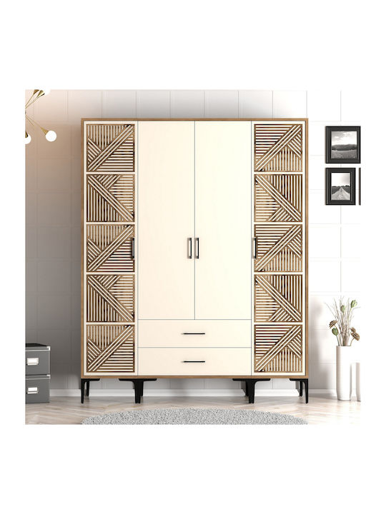 Wardrobe Four Door Ptp Lidya Beige 160x47x201cm
