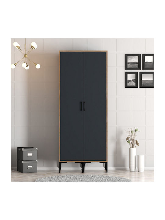 Doppeltür Kleiderschrank Regale & Raum zum Aufhängen Anthrazit/Kirschbaum 80x47 5xc201.4cm