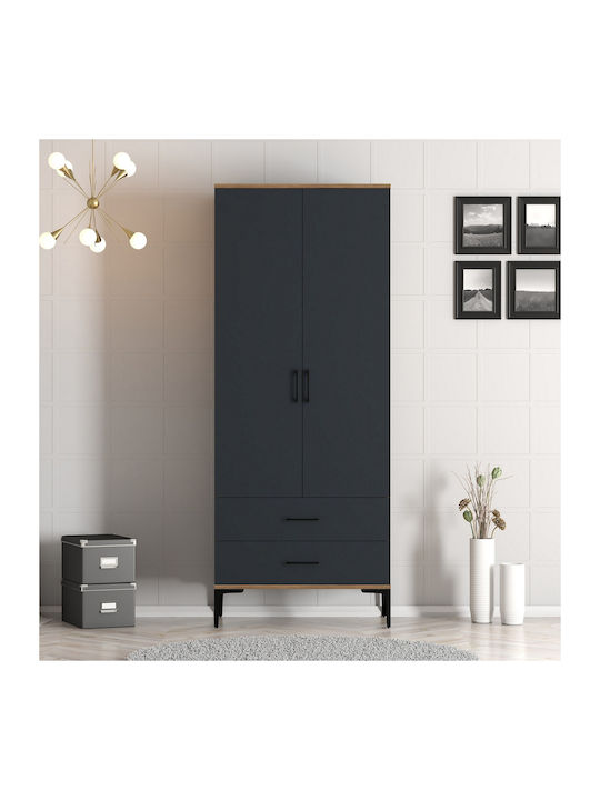 Ντουλάπα Δύο Πόρτες T Lidya Ανθρακί 80x47x201cm
