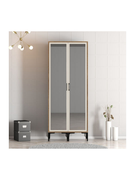 Ντουλάπα Δύο Πόρτες Rr Lidya Κρέμ 80x47x201cm