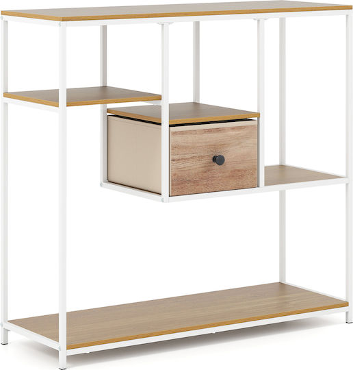 Rectangular Metal Side Table with Drawers Natural M95xP35xH100cm