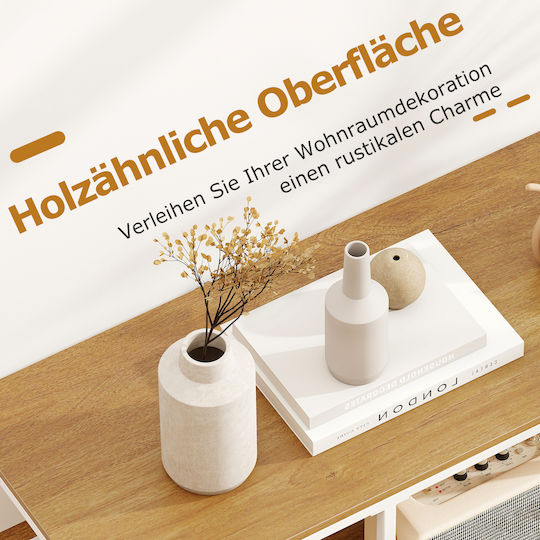 Rectangular Metal Side Table with Drawers Natural M95xP35xH100cm