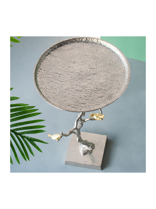 Round Side Table Branch Metal Silver / Gold Details M43xL43xH71cm