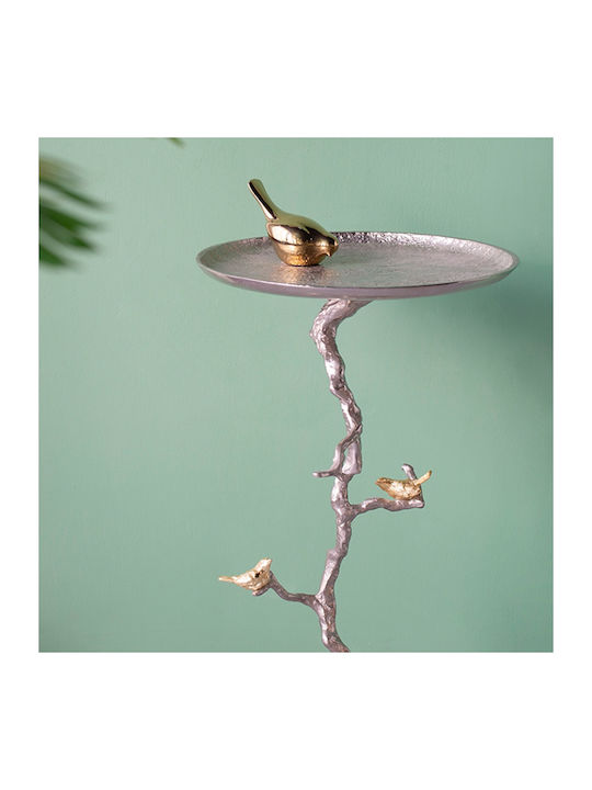 Round Side Table Branch Metal Silver / Gold Details M43xL43xH71cm