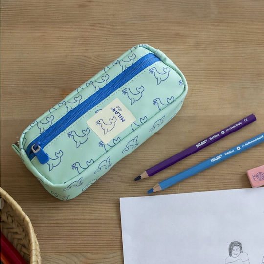 Milan Pencil Case with 2 Compartments Green