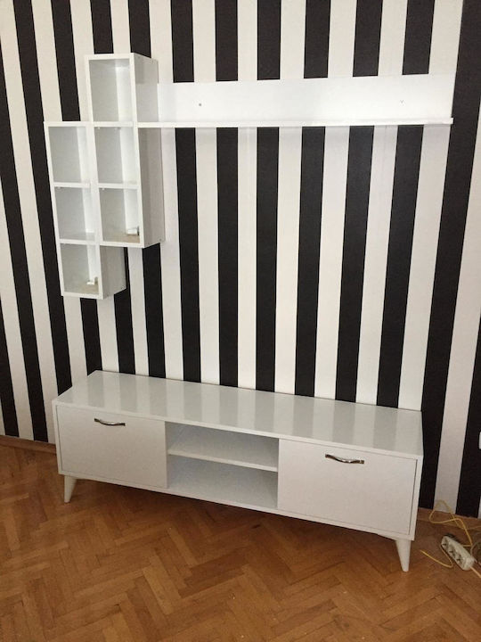 Комплект За Телевизор Бял Стенни Рафтчета 150x50см