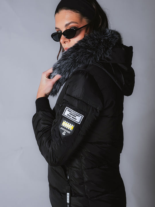 Lungă Jachetă de femei Puffer Waterproof Black