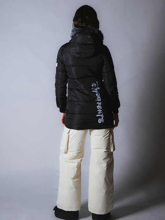 Lungă Jachetă de femei Puffer Waterproof Black