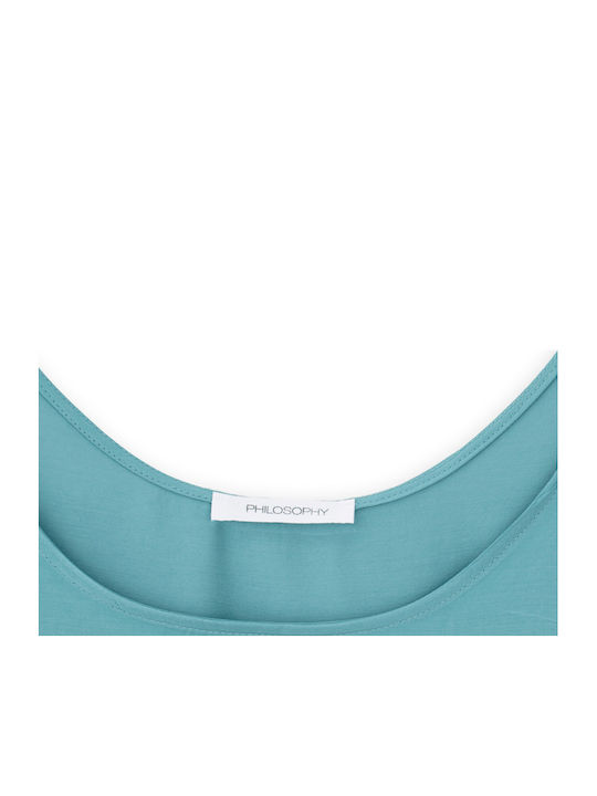 Women's Crop Top Satin Sleeveless Teal