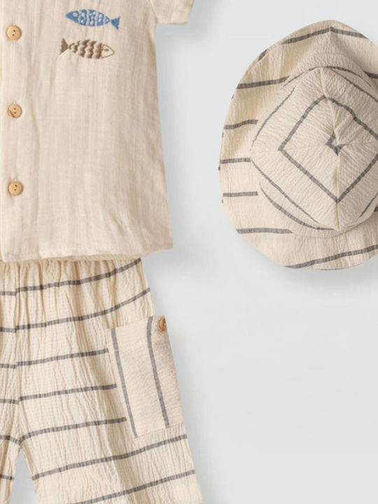 Kids' Set with Shorts Summer 3pcs Beige