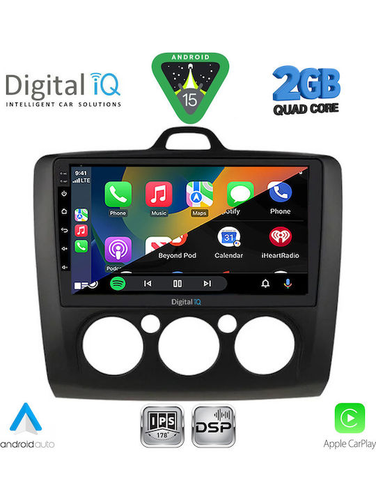 Digital IQ Car Audio System for Ford Focus 2005-2012 with A/C (Bluetooth/USB/WiFi/GPS/Apple-Carplay/Android-Auto) with Touch Screen 9"