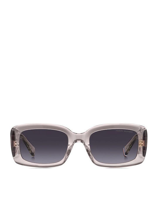 Tommy Hilfiger Unisex Sunglasses with Pink Horn-Rimmed Frame and Black Lens