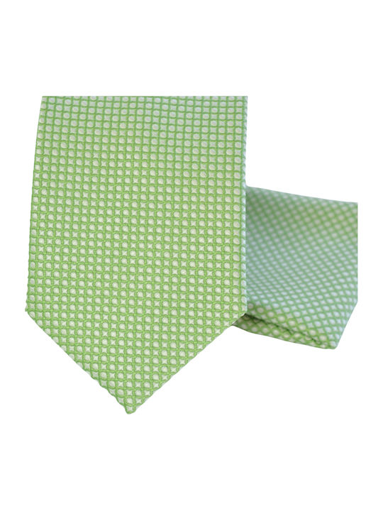 Messaggero Men's Tie Set Silk Printed in Green Color